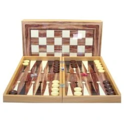 19" Backgammon Walnut Decoupage